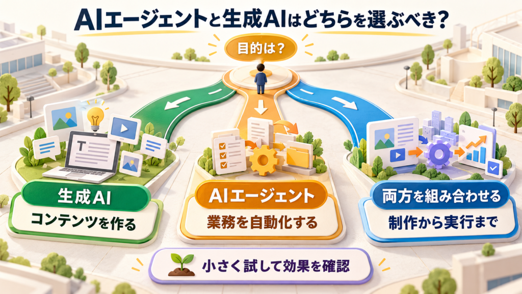 AIエージェントと生成AIはどちらを選ぶべき？