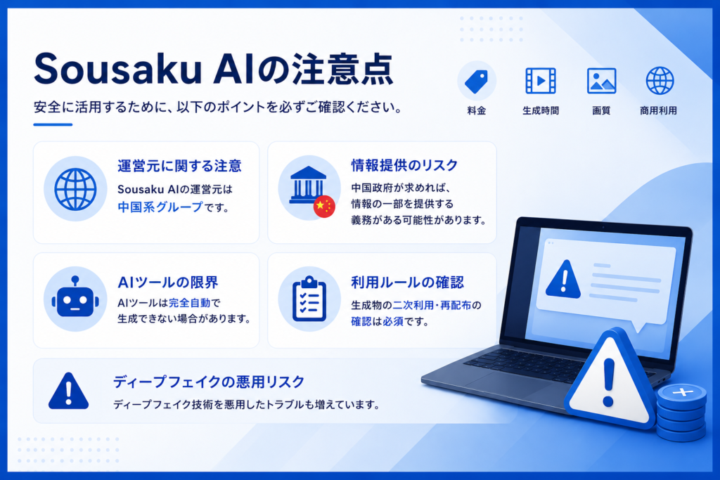 Sousaku AIの注意点と書かれた画像