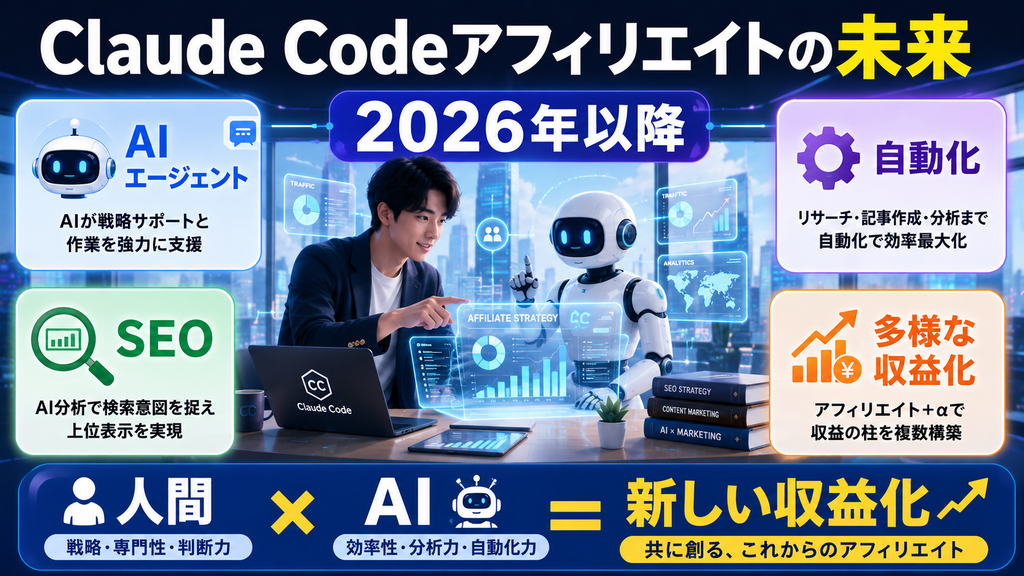 Claude Codeアフィリエイトの未来と展望|2026年以降の進化の画像 Claude Codeアフィリエイトの未来と展望|2026年以降の進化の画像