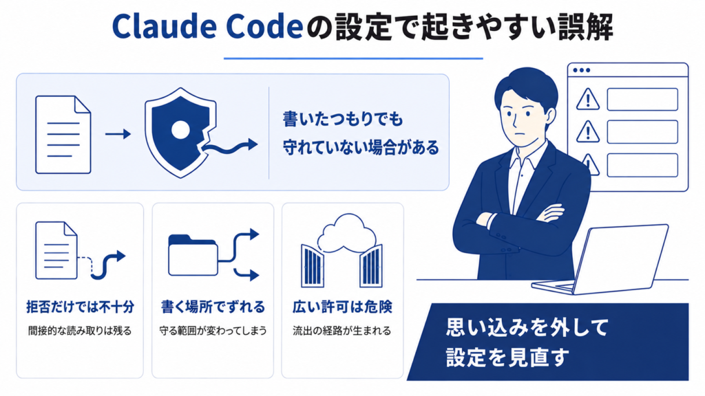 Claude Codeのセキュリティ設定で起きやすい誤解5つ