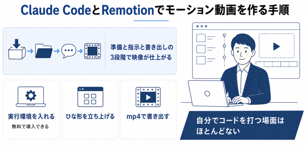 Claude CodeとRemotionでモーション動画を作る手順