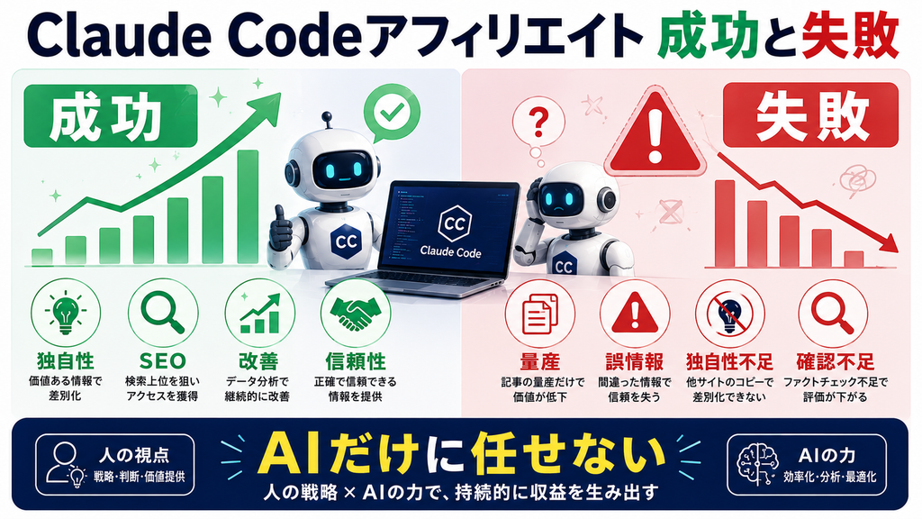 Claude Codeアフィリエイト成功事例と失敗から学ぶ教訓の画像 Claude Codeアフィリエイト成功事例と失敗から学ぶ教訓の画像