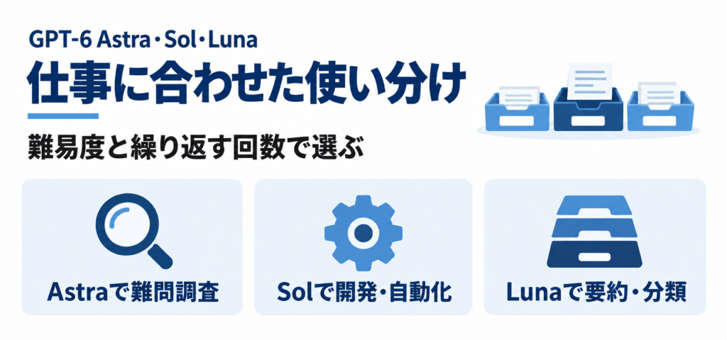 GPT-6 Astra・Sol・Lunaの使い分け方