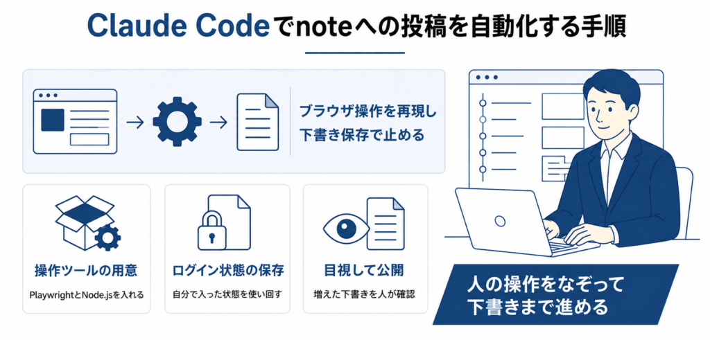 Claude Codeでnoteへの投稿を自動化する手順