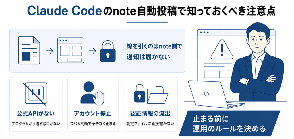 Claude Codeでnoteに自動投稿するときに知っておくべき注意点